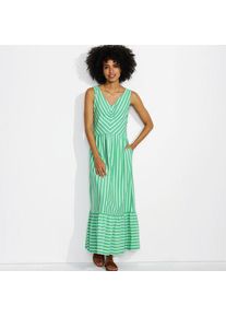 LANDS' END Maxikleid aus Baumwolle/Modal-Mix mit V-Ausschnitt, Damen,  Gr&uuml;n, Elasthan/Baumwoll-Mischung/Baumwolle Modal, by Lands' End