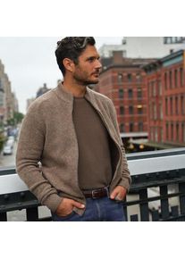 LANDS' END Weicher, strukturierter Cardigan mit durchg&auml;ngigem Rei&szlig;verschluss, Herren,  Gr&uuml;n, Wolle/Polyester/Polyacryl, by Lands' End