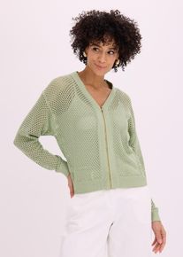 bonprix Strickjacke, gr&uuml;n, Gr.48/50 (XL), elegante Kurz-Strickjacke mit Rei&szlig;verschluss vorne