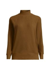 LANDS' END Stehbund-Shirt aus Waffeljersey, Damen,  Braun, Baumwoll-Mischung/Polyester-Mischung, by Lands' End