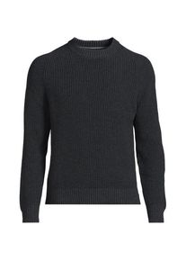 LANDS' END Drifter Strukturstrick-Pullover, Herren,  Schwarz, Baumwolle, by Lands' End