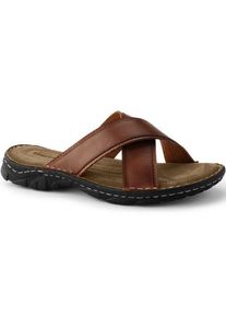 LANDS' END Leder-Sandalen mit gekreuzten Riemen, Herren,  Braun, Leder, by Lands' End