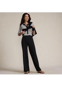 LANDS' END Serious Sweats Straight Fit Thermohose, Damen,  Schwarz, Baumwoll-Mischung/Polyester-Mischung, by Lands' End