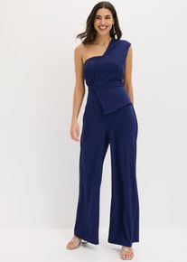 bonprix Overall aus strukturiertem Crepe, blau, Gr.44/46 (L), Modern und sexy: One-Shoulder-Jumpsuit mit asymmetrischem Sch&ouml;&szlig;chen-Detail