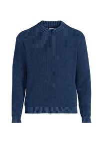 LANDS' END Baumwoll-Pullover im Waffelstrick DRIFTER, Herren,  Blau, Baumwolle, by Lands' End