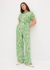 bonprix Jumpsuit aus flie&szlig;endem Viskose-Mix, gr&uuml;n, Gr.42, Jumpsuit mit &uuml;berschnittenen &Auml;rmeln mit Umschlag und Knopfleiste