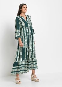 bonprix Maxikleid aus flie&szlig;ender Viskose, petrol, Gr.40, Modernes langes Kleid mit sch&ouml;nem Druck, aus Viskose
