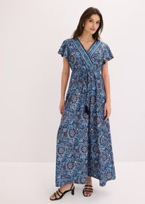 bonprix Bedrucktes Jersey-Maxikleid, blau, Gr.40/42 (M), Modernes Kleid mit Fl&uuml;gel&auml;rmel