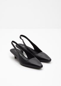bonprix Slingpumps aus Leder, schwarz, Gr.39, Eleganter Slingpumps aus Leder mit modischem Absatz, aus Glattleder