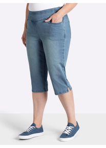 sheego Gro&szlig;e Gr&ouml;&szlig;en Caprijeans mit breitem Rundumdehnbund, blue-bleached, Gr&ouml;&szlig;e 44 - Damen