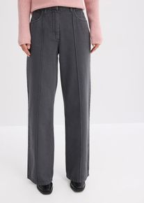 bonprix Twillhose aus reiner Baumwolle, grau, Gr.40, L&auml;ssige Twillhose mit weitem Bein und seitlichen Taschen, aus 100% Baumwolle