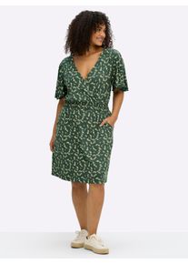 sheego Gro&szlig;e Gr&ouml;&szlig;en Jerseykleid mit Fl&uuml;gel&auml;rmeln, moos-pistazie-bedruckt, Gr&ouml;&szlig;e 46 - Damen