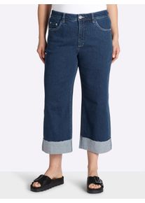 sheego Gro&szlig;e Gr&ouml;&szlig;en 7/8-Jeans mit breitem Saum-Umschlag, blue-stone-washed, Gr&ouml;&szlig;e 54 - Damen