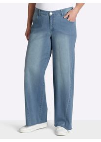 sheego Gro&szlig;e Gr&ouml;&szlig;en Jeans mit weitem, ausgestelltem Bein, blue-bleached, Gr&ouml;&szlig;e 56 - Damen