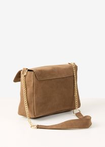 bonprix Umh&auml;ngetasche aus Verloursleder, braun, Gr.20x30 cm, Sch&ouml;ne Umh&auml;ngetasche aus Veloursleder mit auffallender Schulterkette., aus Veloursleder