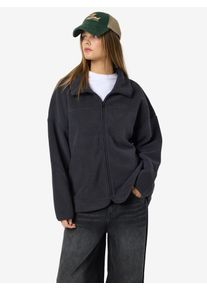 Fleecejacke Noisy may "NMCOZY L/S ZIP SWEATER JRS NOOS", Damen, Gr. S, obsidian, Fleece, Obermaterial: 100% Polyester, unifarben, loose fit Po-bedeckend, ohne Ausschnitt, Jacken Fleecejacke, Polyester, relaxed fit