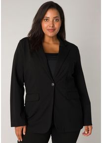 Jerseyblazer Base Level Curvy, Damen, Gr. 58 (60), schwarz, Web, Obermaterial: 65% Viskose, 30% Nylon, 5% Elasthan, unifarben, regular fit h&uuml;ftbedeckend, tiefer V-Ausschnitt, Blazer Jerseyblazer, mit Taschenklappen