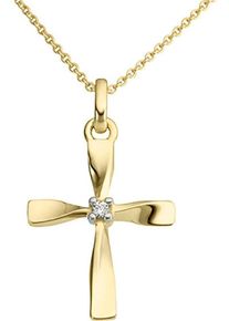 Kreuzanh&auml;nger Firetti "Schmuck Geschenk Gold 333 Halsschmuck Anh&auml;nger f&uuml;r Kette Kreuz", gold (gelbgoldfarben, wei&szlig;goldfarben, wwei&szlig;), Schmuckanh&auml;nger, Damen, 0,01, Diamanten Gelbgold 333, 0,4 g, Diamanten, Gelbgold 333, Kreuzanh&auml;nger, mit Diamant