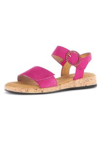 Keilsandalette Gabor "RHODOS", Damen, Gr. 37, pink, Ziegenveloursleder, unifarben, Schuhe Keilsandalette, Riemchensandale, Komfortschuh, Sommerschuh mit h&uuml;bscher Zierschnalle