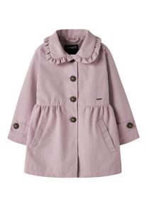 Kurzmantel name it "NMFMADELIN TRENCH COAT NOOS", M&auml;dchen, Gr. 110, keepsake lila, Web, Obermaterial: 85% Polyester, 15% Baumwolle, unifarben, figurumspielend Po-bedeckend, mit Knopf,mit Riegel, M&auml;ntel Kurzmantel, im romantischen Look