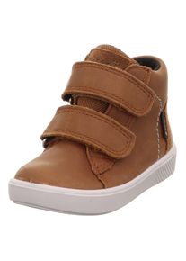 Lauflernschuh Superfit "SUPIES WMS: mittel", M&auml;dchen, Gr. 26, braun, Nappaleder, Textil, unifarben, Schuhe Lauflernschuh, Barfu&szlig;schuh mit zwei Klettverschl&uuml;ssen, Gr&ouml;&szlig;enschablone zum Download