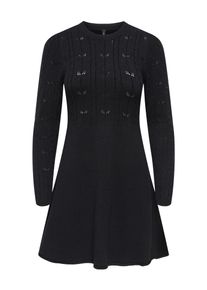 Strickkleid Only "ONLKATIA LIFE LS O-NECK CABL DRES EX KNT", Damen, Gr. L, N-Gr, schwarz, Strick, Obermaterial: 50% Viskose, 27% Nylon, 23% Polyester, unifarben, regular fit Midi, Rundhals, Kleider Strickkleid, Viskosemischung, regular fit, Rundhals
