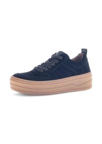 Plateausneaker Gabor, Damen, Gr. 42, blau (dunkelblau), Glattleder, Veloursleder, unifarben, Schuhe Plateausneaker, Freizeitschuh, Halbschuh, Sch&uuml;rer mit dezenten Ziern&auml;hten