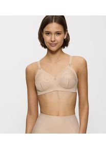 B&uuml;gelloser BH Triumph "Doreen + Cotton 01 N", Damen, Gr. 90, Cup D, beige (natur), Microtouch, Obermaterial: 35% Polyester, 29% Polyamid, 22% Baumwolle, 13% Elasthan, 1% Viskose, unifarben, BHs B&uuml;gelloser BH, mit zarter Lochstickerei