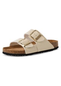 Pantolette Tamaris, Damen, Gr. 36, beige (creme), Lacklederimitat, gl&auml;nzend, Basic, Schuhe Pantolette, Sommerschuh, Schlappen mit gepolstertem Fu&szlig;bett