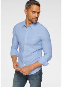 Levi's Jeanshemd LEVI'S "BATTERY HM SHIRT SLIM", Herren, Gr. XL, N-Gr, blau (hellblau), Denim/Jeans, Obermaterial: 100% Baumwolle, unifarben mit Farbeins&auml;tzen, slim fit, Hemden Jeanshemd, mit Logobadge