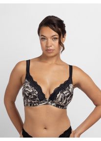 B&uuml;gel-BH Dorina "Origins Print", Damen, Gr. 75, Cup D, schwarz, Spitze, Obermaterial: 62% Polyamid, 21% Elasthan, 17% Polyester, bedruckt, BHs B&uuml;gel-BH, Leo-Muster, Spitze, Doppeltr&auml;ger