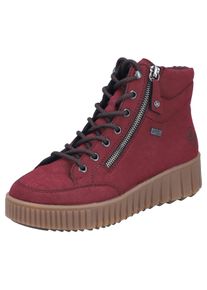 Winterboots Rieker, Damen, Gr. 38, rot (bordeaux), Nubuklederimitat, unifarben, Schuhe Winterboots, Plateaustiefelette, Schn&uuml;rboots mit Warmfutter und TEX-Ausstattung