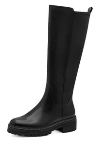 Stiefel Marco Tozzi, Damen, Gr. 39, Normalschaft, schwarz, Lederimitat, unifarben, Schuhe Stiefel, Blockabsatz, Langschaftstiefel mit Feel me D&auml;mpfung