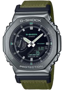 Chronograph Casio G-SHOCK, gr&uuml;n (khaki, silberfarben), Armbanduhren, Herren, Chronograph, Quarzuhr,Armbanduhr,Herrenuhr,digital, bis 20bar wasserd.Textilarmband