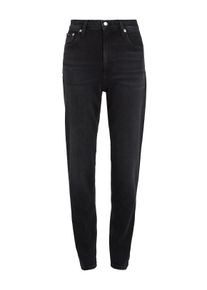 Mom-Jeans Calvin Klein Jeans "MOM JEAN", Damen, Gr. 26, L&auml;nge 28, schwarz (denim schwarz), Denim/Jeans, Obermaterial: 99% Baumwolle, 1% Elasthan, unifarben, gerade, unten schmal, Jeans Mom-Jeans, im 5-Pocket-Style