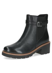 Chelseaboots Caprice, Damen, Gr. 37, schwarz, Leder, Schuhe Chelseaboots, Blockabsatz, Herbstboots, Stiefelette mit dezenter Zierschnalle