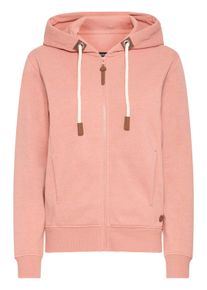 Kapuzensweatjacke oxmo "Kapuzenfleecejacke OXMILLE", Damen, Gr. XXL, braun (cameo braun melange), Obermaterial: 55% Polyester PES. 45% Baumwolle CO., Sweatjacken Kapuzensweatjacke