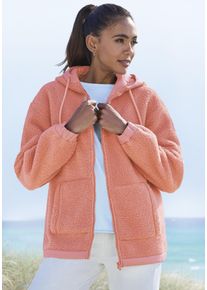 Fleecejacke ELBSAND, Damen, Gr. 38, peach, Obermaterial: 100% Polyester. Kapuzenfutter: 100% Polyester, unifarben, gerade h&uuml;ftlang, B&uuml;ndchen, Jacken Fleecejacke, mit Kapuze