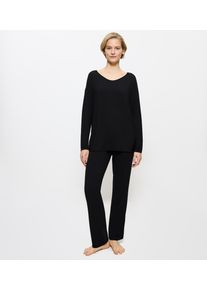 Pyjama Triumph "Timeless Sensuality PK LSL", Damen, Gr. 48, schwarz, Single Jersey, 94% Modal, 6% Elasthan, unifarben, normal normal, V-Ausschnitt, Homewear-Sets Pyjama, atumgsaktiv und weich