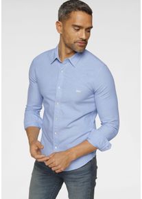Levi's Jeanshemd LEVI'S "BATTERY HM SHIRT SLIM", Herren, Gr. M, N-Gr, blau (hellblau), Denim/Jeans, Obermaterial: 100% Baumwolle, unifarben mit Farbeins&auml;tzen, slim fit, Hemden Jeanshemd, mit Logobadge