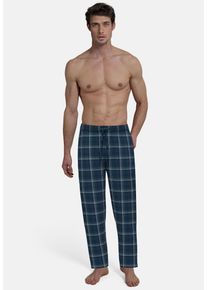 Pyjamahose Tom Tailor "Milos", Herren, Gr. 106, N-Gr, blau (blau, mittel, karo), Obermaterial: 100% Baumwolle, kariert, bequem lang, Hosen Pyjamahose, lang, kariert, leicht, weit, breiter Bund, mit Logo, Baumwolle