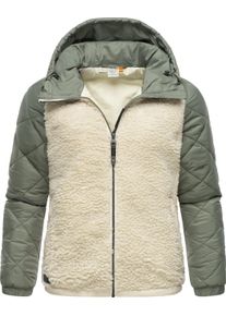 Kapuzensweatjacke Ragwear "Outdoorjacke Leeloo", Damen, Gr. XXL, beige (ecru blocked), Obermaterial: 100% Polyester PES. Futter: 100% Polyester PES., Sweatjacken Kapuzensweatjacke