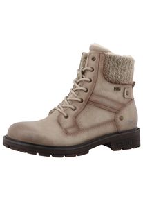 Winterstiefelette Mustang Shoes "Bienke", Damen, Gr. 37, wei&szlig; (beige), Lederimitat, Textil, used, Schuhe Winterstiefelette, Winterboots mit TEX-Membrane