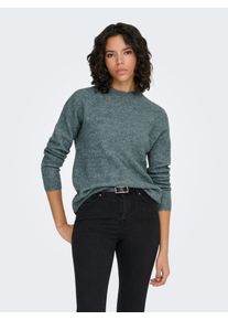 Strickpullover Only "ONLCAMILLA O-NECK L/S PULLOVER KNT", Damen, Gr. XL, gr&uuml;n (balsam gr&uuml;n detail:melange), Strick, Obermaterial: 74% Polyacryl, 24% Polyester, 2% Elasthan, meliert, unifarben, regular fit normal, Rundhals, Rippb&uuml;ndchen, Pullover Strickpullover, Materialmix, regular fit