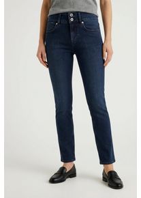 Slim-fit-Jeans Pepe Jeans "GEN PUSH UP", Damen, Gr. 31, L&auml;nge 32, dunkelblau, Denim/Jeans, Obermaterial: 84% Baumwolle, 15% Polyester, 1% Elasthan, slim fit lang, Jeans Slim-fit-Jeans, mit doppeltem Knopfverschluss, Mid Waist