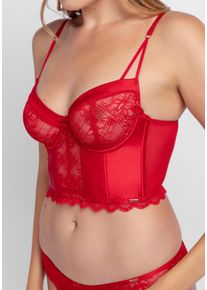 Bustier Dorina "Hasina", Damen, Gr. 75, Cup A, rot, Spitze, Obermaterial: 54% Polyamid, 37% Polyester, 9% Elasthan, unifarben, BHs Bustier, mit zarter Spitze und gl&auml;nzendem Satin, verstellbare Tr&auml;ger