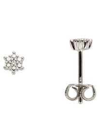 Paar Ohrstecker Firetti "Schmuck Geschenk Gold 333 Ohrschmuck Blume", wei&szlig; (wei&szlig;goldfarben), Ohrringe, Damen, 4mm, 0,01 P2 = erkennbare Einschl&uuml;sse, Diamanten Wei&szlig;gold 333, Diamanten, Wei&szlig;gold 333, Paar Ohrstecker, mit Brillant - Krappenfassung