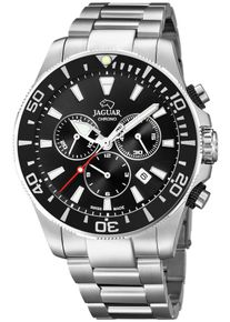 Chronograph Jaguar, silber (silberfarben, schwarz), Armbanduhren, Herren, Chronograph, Armbanduhr, Quarzuhr, Herrenuhr, Stoppfunktion, Saphirglas, Swiss Made