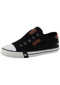 Slip-On Sneaker Mustang Shoes "Winona", Damen, Gr. 36, schwarz, Baumwolle, Schuhe Slip-On Sneaker, Freizeitschuh, Slipper, Halbschuh mit Logo-Aufn&auml;hern
