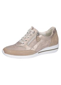 Waldl&auml;ufer Keilsneaker WALDL&Auml;UFER "HIMONA", Damen, Gr. 3,5 (36), gold (beige, goldfarben), Nappaleder, Nubukleder, Schuhe Keilsneaker, Halbschuh, Schn&uuml;rschuh, Komfortschuh mit Rei&szlig;verschluss